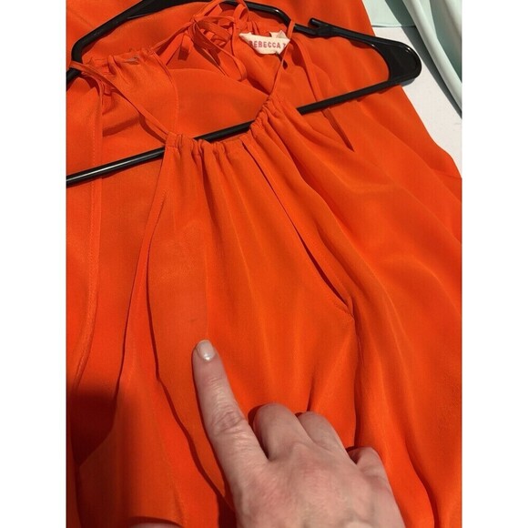 Rebecca Taylor Halter Mini Dress Bright Red Orange 2 Strappy Keyhole Neckline - Picture 11 of 13